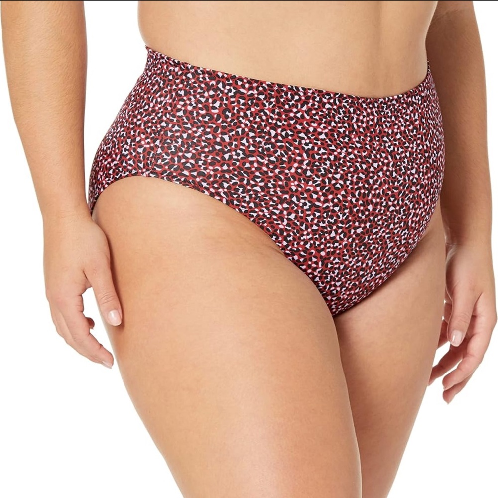 Amazon Essentials High Waist Swim Bottom Brick Red Leopard Size 2X NWT Plus Size